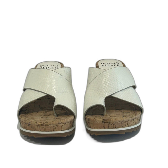 Donald Pliner Wedge Sandals Women’s Size 7.5 Color White Leather Cork Heel - Picture 4 of 11